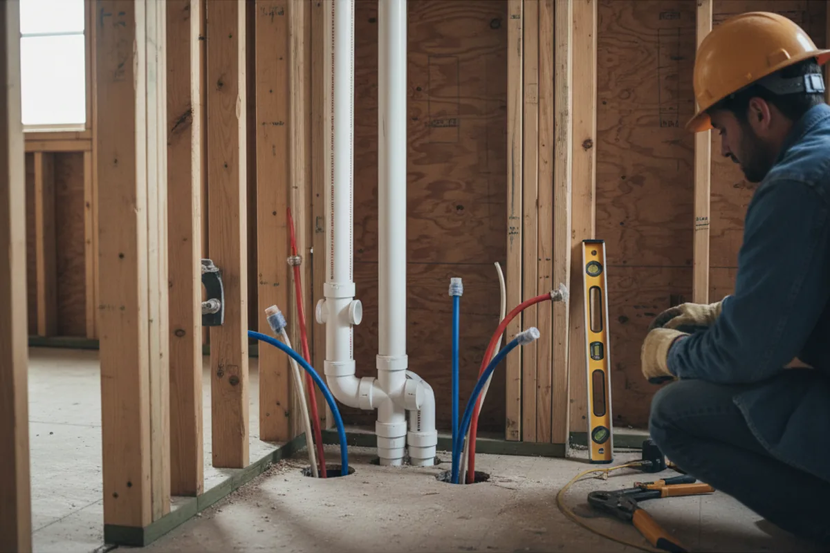 Drain and supply rough-in during Sump Pump Repair in Lake Wales